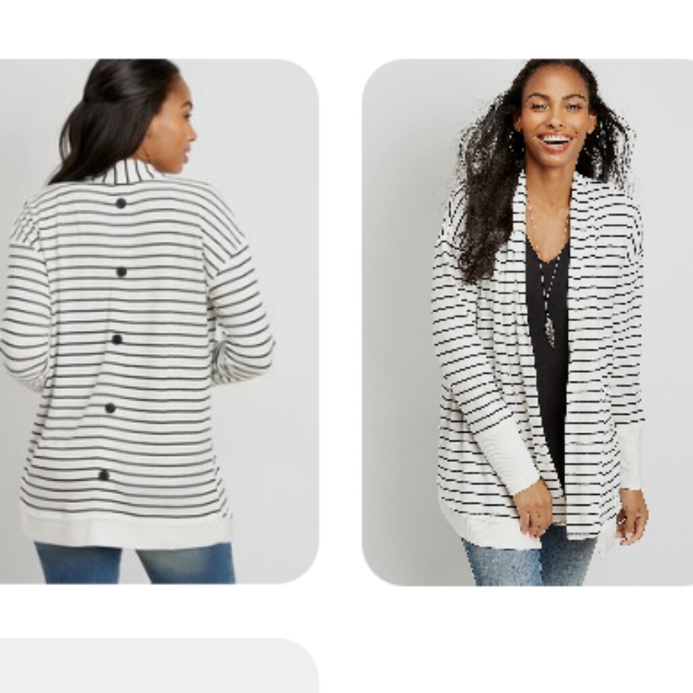 Maurice's Stripe Button back open front cardigan